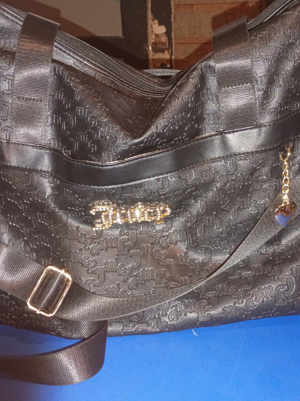 Juicy Couture Black Quilted Tote Bag with Gold Accent